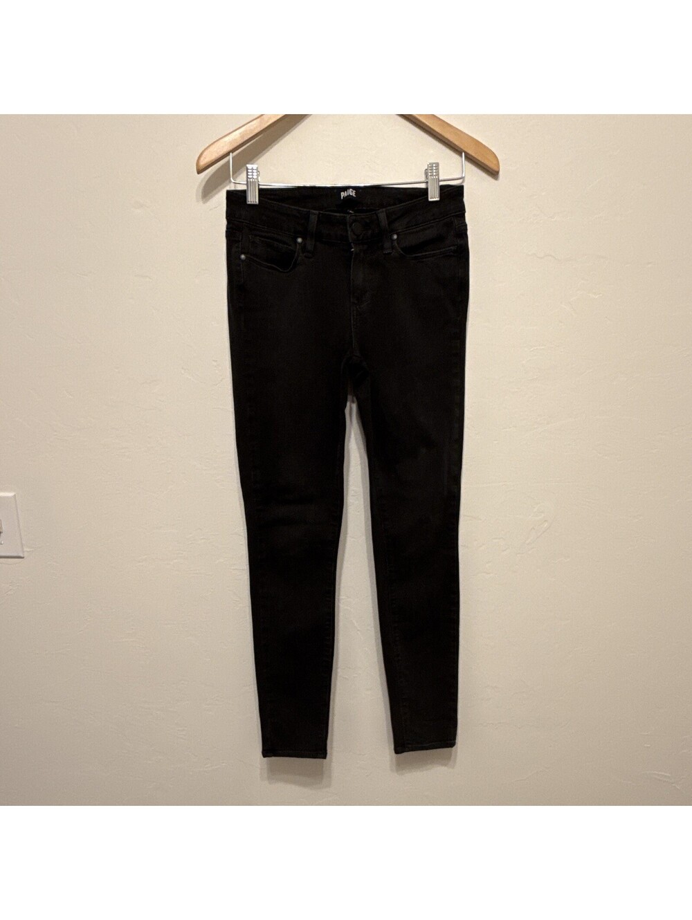 PAIGE Verdugo Ankle Skinny Jeans Black Slim Stretch Mid Rise 5-Pocket Women